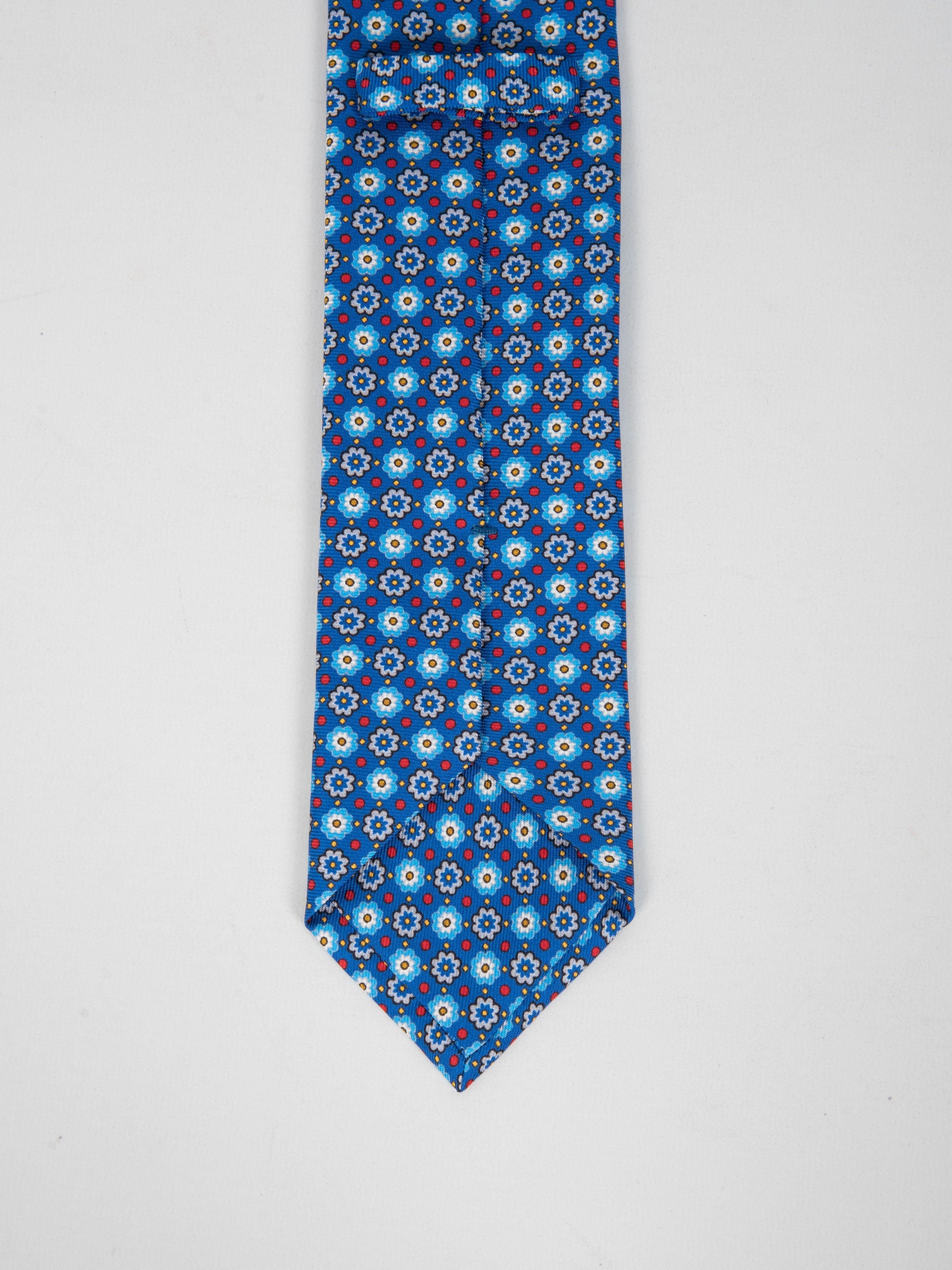 Cravatta Seta Fiori - Azzurro