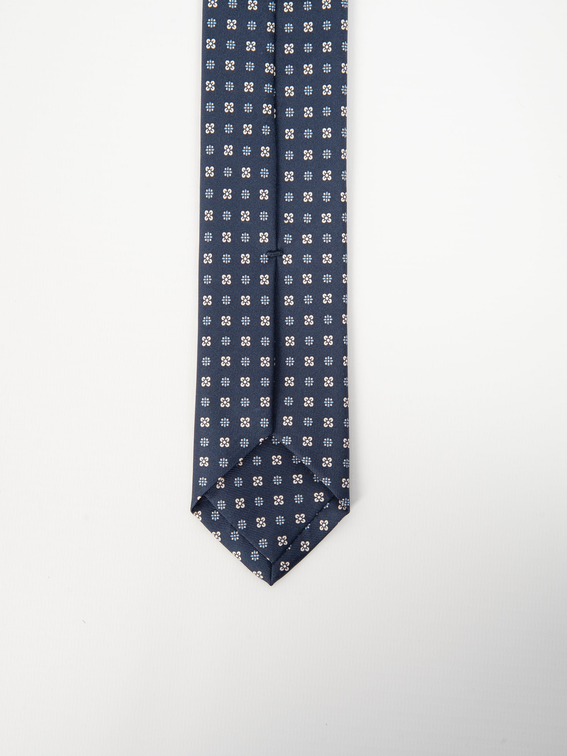 Cravatta Seta Micro Fiori - Blu