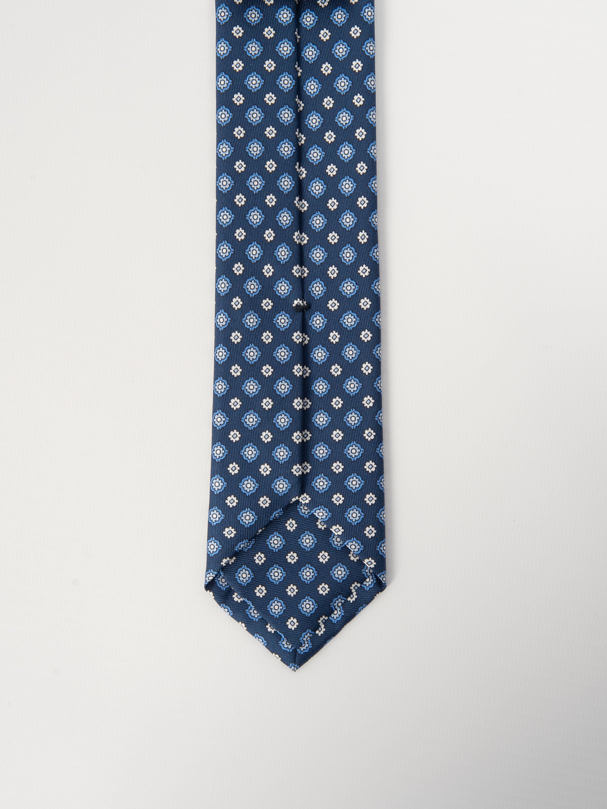 Cravatta Seta Micro Margherite - Blu