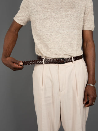 Cintura Intrecciata Pelle - Moro