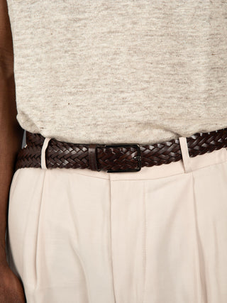 Cintura Intrecciata Pelle - Moro