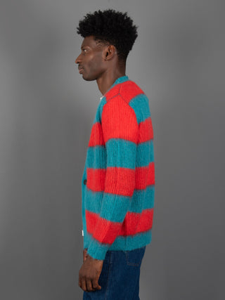 Maglia Cardigan Righe - Pavone