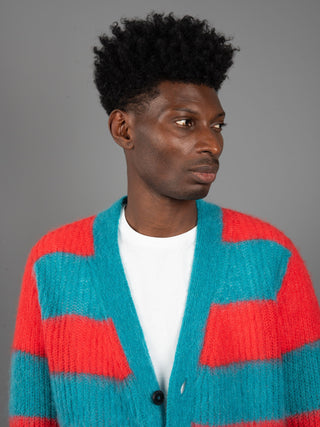 Maglia Cardigan Righe - Pavone