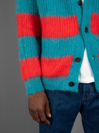 Maglia Cardigan Righe - Pavone