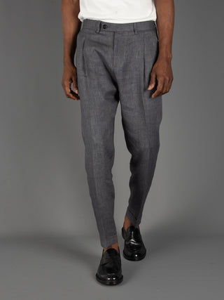 Pantalone Robert Lino - Acciaio