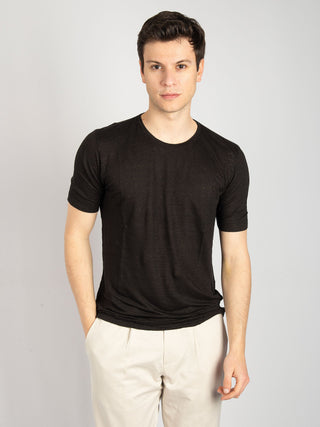 Maglia Girocollo in Lino - Nero