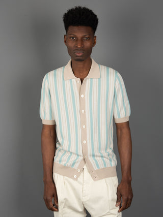 Polo Camicia - Beige/Turchese