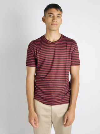 T-shirt Righe Lino - Bordò