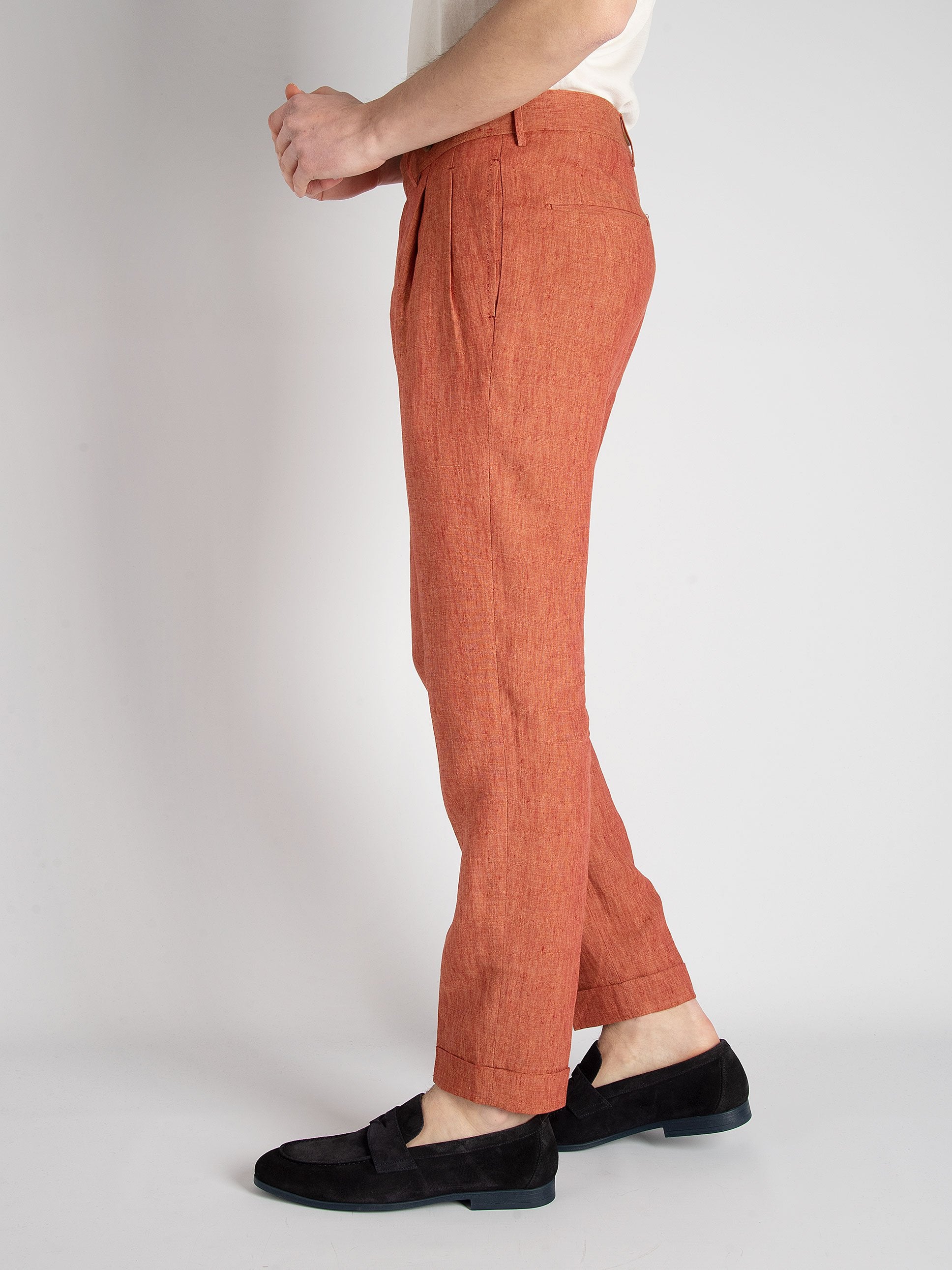 Pantalone 'Barber' Lino - Arancione