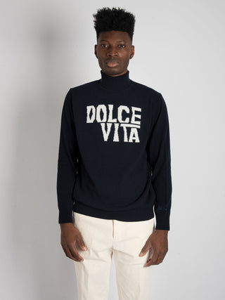 Maglia 'Dolcevita' - Blu