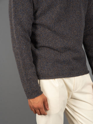 Maglia Lupetto Mouliné - Blu/Moro