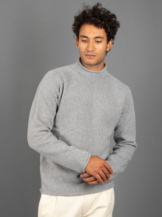 Maglia Lupetto Mouliné - Celeste/Beige