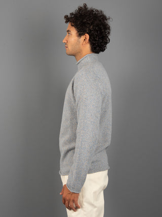 Maglia Lupetto Mouliné - Celeste/Beige