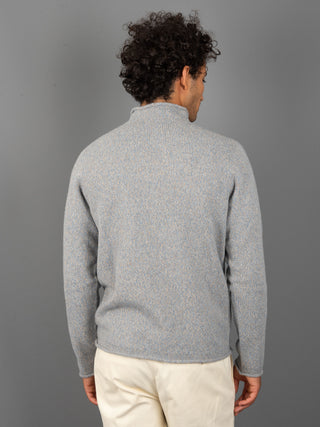 Maglia Lupetto Mouliné - Celeste/Beige