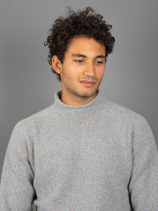Maglia Lupetto Mouliné - Celeste/Beige