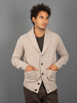 Maglia Cardigan Mouliné - Beige