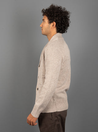Maglia Cardigan Mouliné - Beige