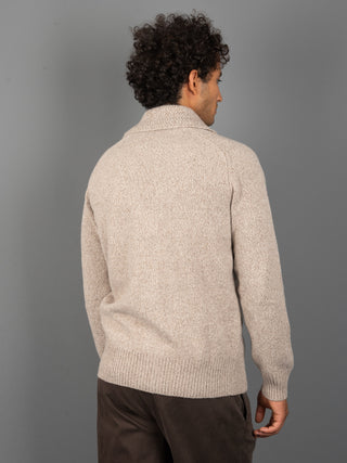 Maglia Cardigan Mouliné - Beige
