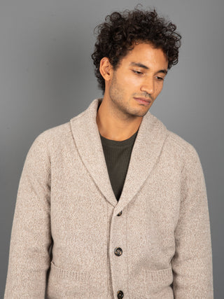 Maglia Cardigan Mouliné - Beige