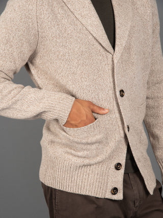Maglia Cardigan Mouliné - Beige