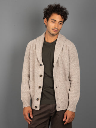 Maglia Cardigan Mouliné - Beige