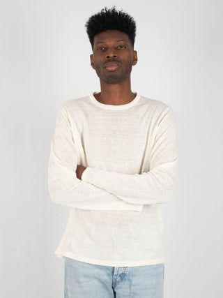 Maglia manica lunga in Lino - Bianco