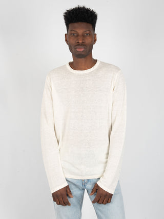 Maglia manica lunga in Lino - Bianco
