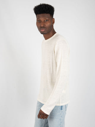 Maglia manica lunga in Lino - Bianco