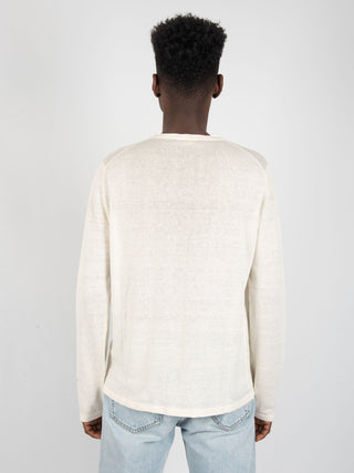 Maglia manica lunga in Lino - Bianco