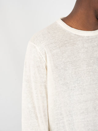 Maglia manica lunga in Lino - Bianco
