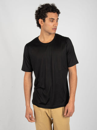 T-shirt in Seta - Nero