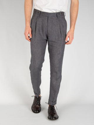Pantalone Barber Lino - Grigio Scuro