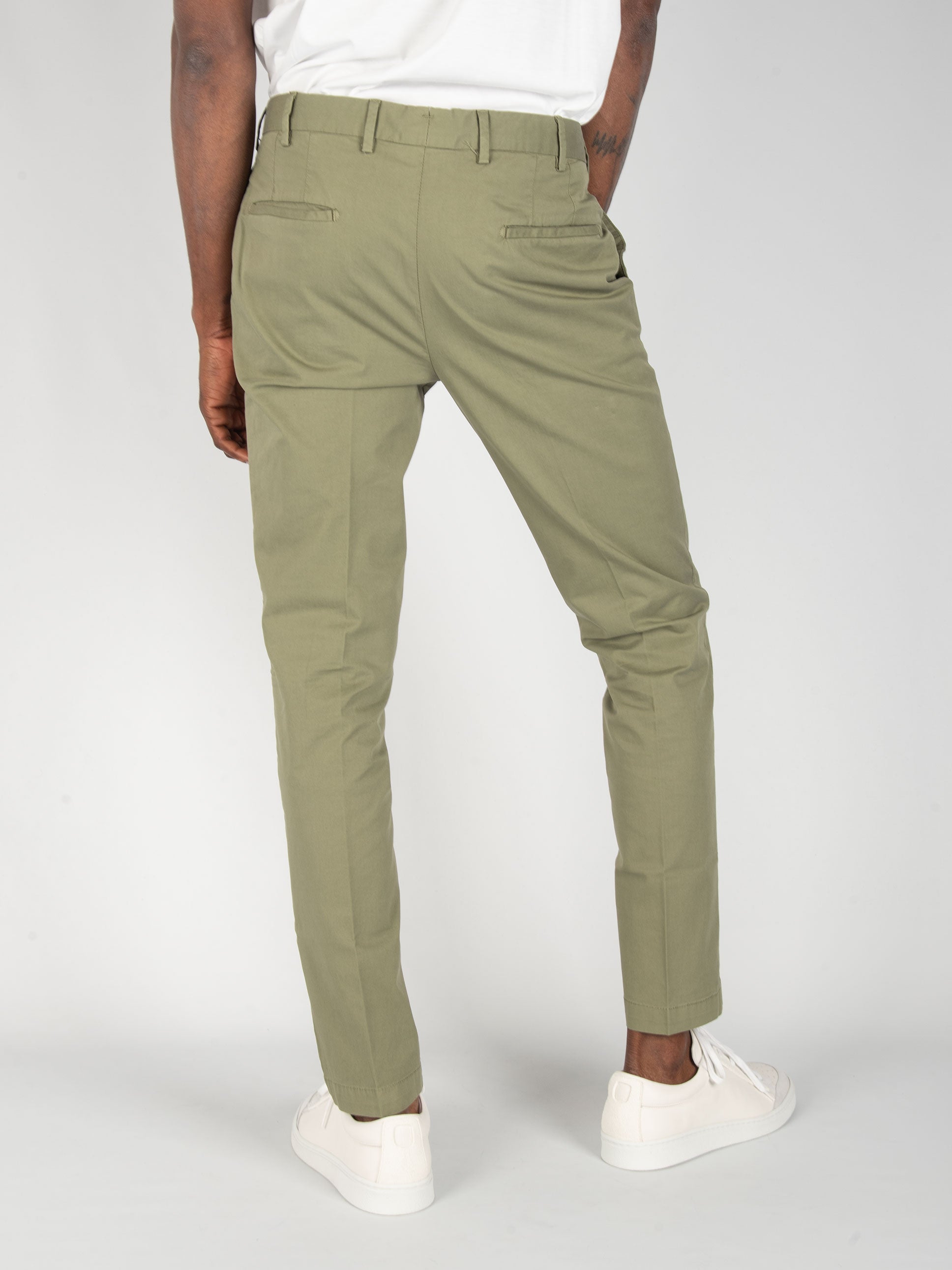 Pantalone Cotone e Seta- Verde Militare