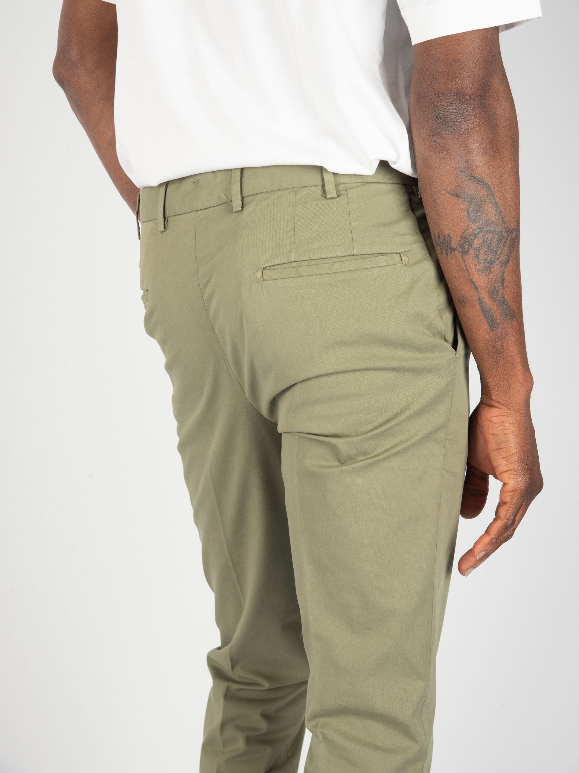 Pantalone Cotone e Seta- Verde Militare