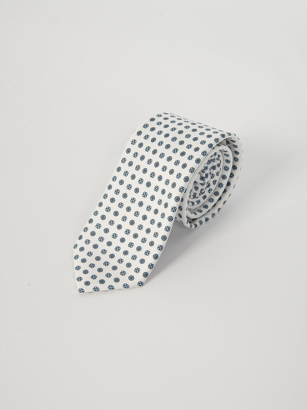 Cravatta Seta Microfantasia - Bianco