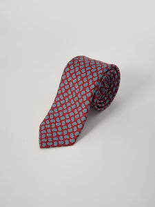 Cravatta Seta Micro Paisley - Rosso