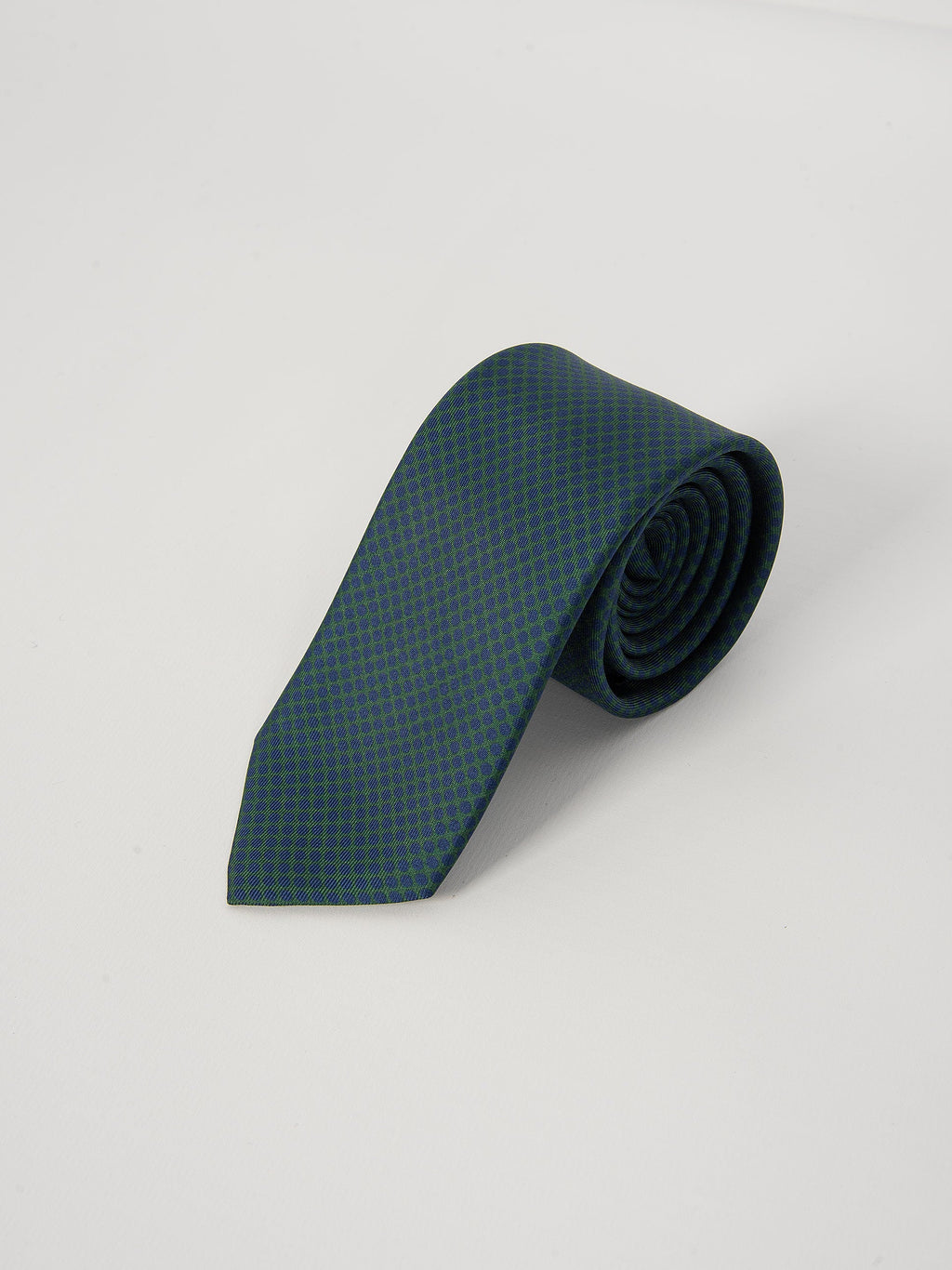 Cravatta Seta Pois - Verde/Blu