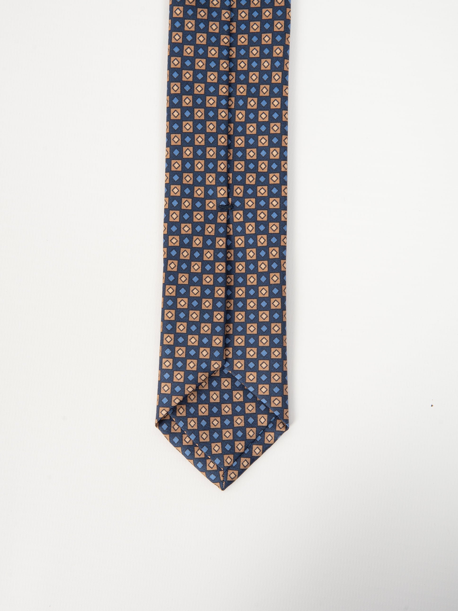 Cravatta Seta Diamantino- Blu/Beige
