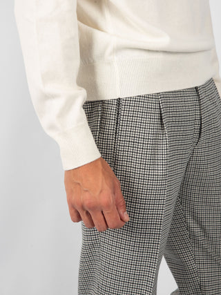 Pantalone Retro Pied de Poule - Bianco