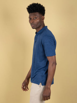 Polo in Lino - Blu Navy