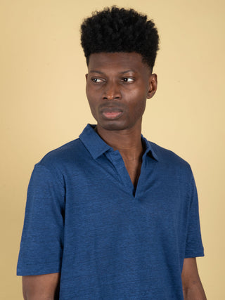 Polo in Lino - Blu Navy