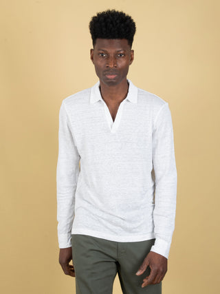 Polo Camicia in Lino - Bianco