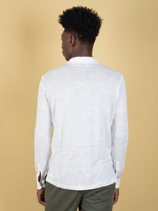 Polo Camicia in Lino - Bianco