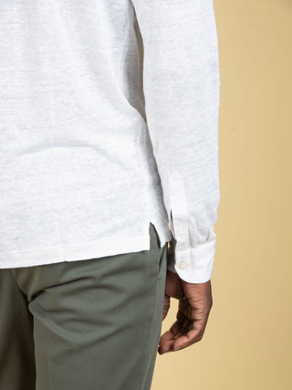 Polo Camicia in Lino - Bianco