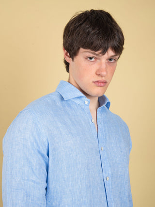 Camicia in Lino - Celeste