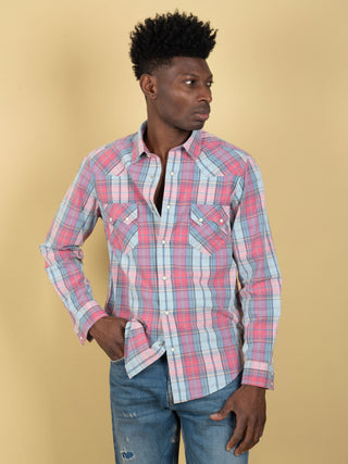 Camicia Texana Check - Cielo/Rosa