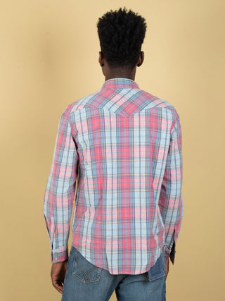 Camicia Texana Check - Cielo/Rosa