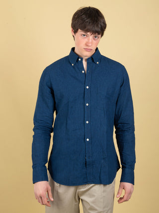 Camicia Pied de Poule - Blu