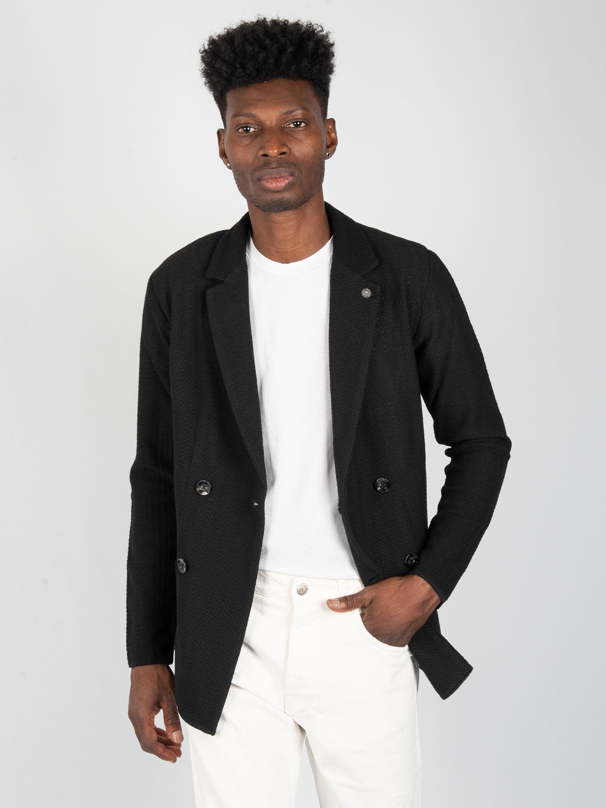Ciabalù Cardigan Uomo Doppiopetto In Maglia, Made In Italy, Vestibilità Slim Fit, Colore Blu, Taglia XL
