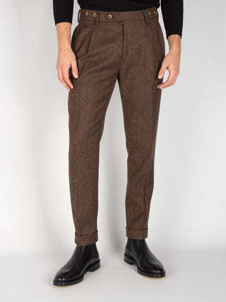 Pantalone 'Barber' Spinato - Marrone